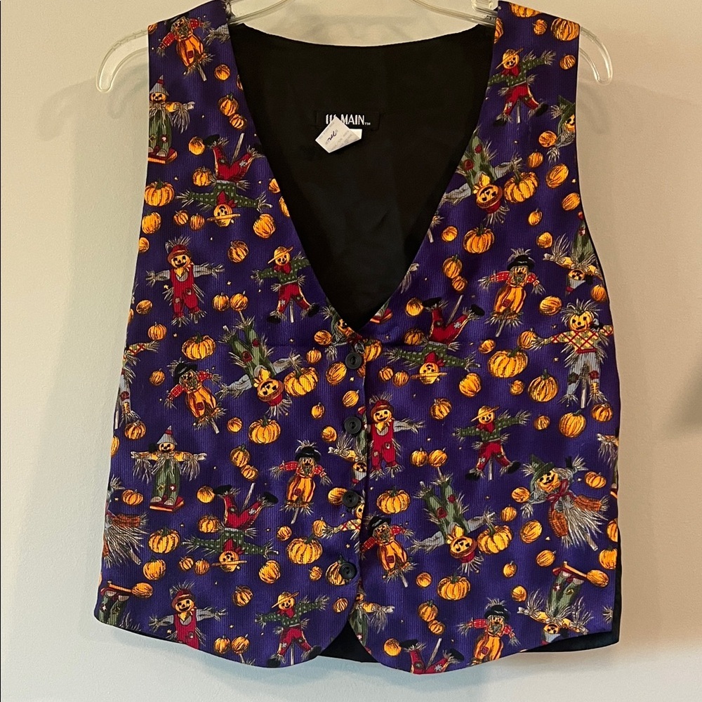 111 Main - vintage, M, Fall, Pumpkin, Scarecrow vest